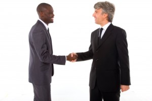 Waste management consultants - two men shaking hands