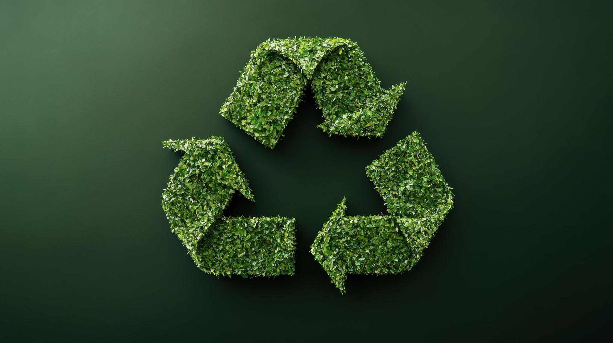 Green recycle arrow, recycling life cycle.