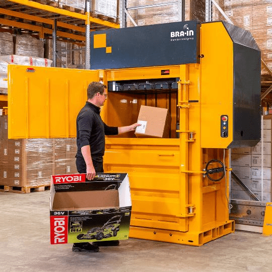 Commercial baler in use
